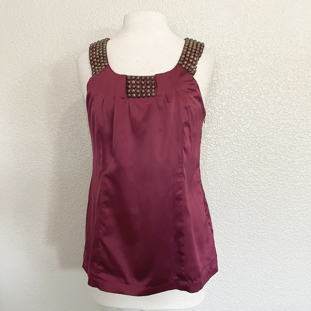 ECI New York Magenta Pink Beaded Blouse Size 10